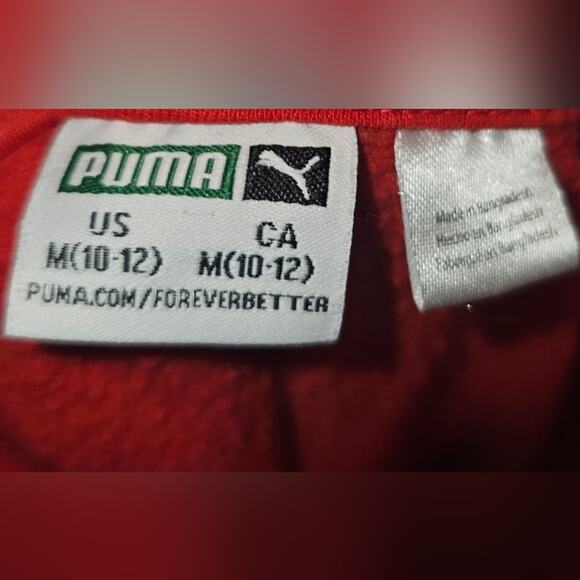 Red Fleece With A Black Logo Sweatshirt PUMA Kids Hoodie Boys Size  Med (8-10) - Picture 4 of 7